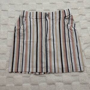 Hollister Ultra High Rise Pastel Striped Mini Skirt Linen Pockets Size Small